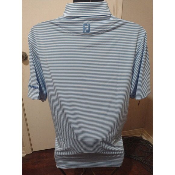 NEW FootJoy FJ Polo Shirt Men’s Large L Blue White Striped Short Sleeve Golfing - Picture 7 of 12